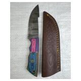 Damascus Steel Fixed Blade Knife w/ Sheath