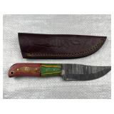 Damascus Steel Fixed Blade Knife w/ Sheath