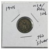 1945 USA/Philippines 10 Centavos .750