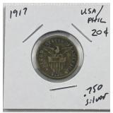 1917 USA/Philippines 20 Centavos .750