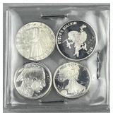 (4) 1/10oz Silver Mixer .999 Rounds (All Unique)