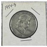 1954-D Franklin Silver Half Dollar, US 90% Coin