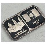 1oz Silver Vtg. Mexico Rosario Corp. Bar .999 Fine