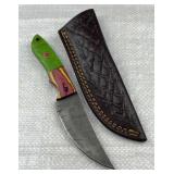 Damascus Steel Fixed Blade Knife w/ Sheath