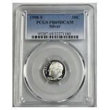 1998-S Silver Pf Roosevelt Dime, PCGS PR69DC