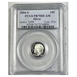2004-S Silver Pf Roosevelt Dime, PCGS PR70DC