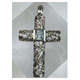 925 Silver Light Blue Zirconia Floral Openwork Des