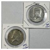 1967 & 1968-D JFK 40% Silver Half Dollars