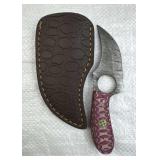 Damascus Steel Fixed Karambit Blade Knife w Sheath