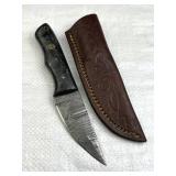 Damascus Steel Fixed Blade Knife w/ Sheath