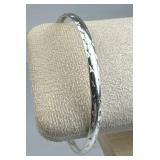 925 Silver Diamond Cut Flexible Bangle Bracelet