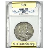 1954-S Franklin Silver Half Dollar, SGS Encased