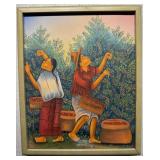 Vtg Pedro Chavajay Mayan Coffee Harvest Oil Painti