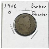 1900-O Barber Silver Quarter, US 90% Coin