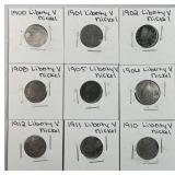(9) 1900-1912 Liberty V Nickels Assortment