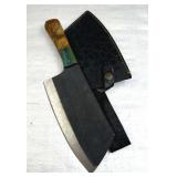 Lg Handmade Steel Fixed Blade Knife w/ Sheath