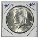 1964-D JFK 90% Silver Half Dollar, US 50c Coin