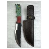 Lg Handmade Steel Fixed Blade Knife w/ Sheath