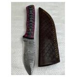 Damascus Steel Fixed Blade Knife w/ Sheath
