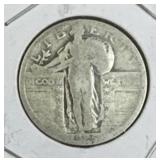 1925 Standing Liberty Silver Quarter, US 90%