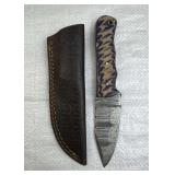 Damascus Steel Fixed Blade Knife w/ Sheath