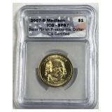 2007-D Madison Pres. Dollar, Satin ICG SP67