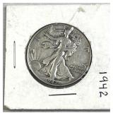 1942 Walking Liberty Silver Half Dollar, US 90%