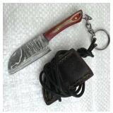 Damascus Steel Mini Keychain Knife w/ Sheath