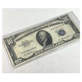 1954 US Blue Seal $10 Silver Certificate