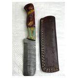 Damascus Steel Fixed Blade Knife w/ Sheath