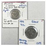 (2) 1923 Poland Coins