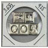 3.6g Vtg. Sterling Silver Stamp Design Bars .925