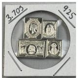 3.7g Vtg. Sterling Silver Stamp Design Bars .925