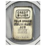 4g Vintage Sterling Silver Bar, Credit Simmons