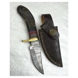 Damascus Steel Fixed Blade Knife w/ Sheath