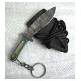 Damascus Steel Mini Kukri Keychain Blade w/ Sheath