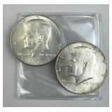 (2) 1965 JFK 40% Silver Half Dollar, Uncirculated