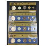 (4) Vintage 1960s Mexico Coin Type Sets w/ Silver
