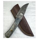 Damascus Steel Fixed Blade Knife w/ Sheath