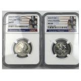 (2) Graded 2022 American Women 25c, (1 Dmg)