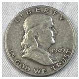 1949-D Franklin Silver Half Dollar, US 90%
