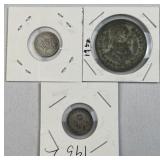Canada Silver Dime, Mexico Peso, 1920 Cuba 1c