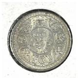 1945 India 1/4 Rupee Silver Coin