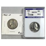 1962-D Silver Washington Quarter +1965 SMS