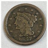 1847 US Braided Hair Large Cent