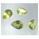(4) Green Peridot Gemstones, Marquise Cut