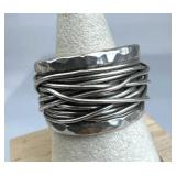 925 Silver Multi-Wire Wrapped Wide Band Ring