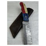 Damascus Steel Fixed Blade Knife w/ Sheath