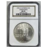 1995-D Silver Dollar, Olympics Gym, NGC MS69