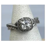 925 Silver Vintage  Zirconia Crossover Ring